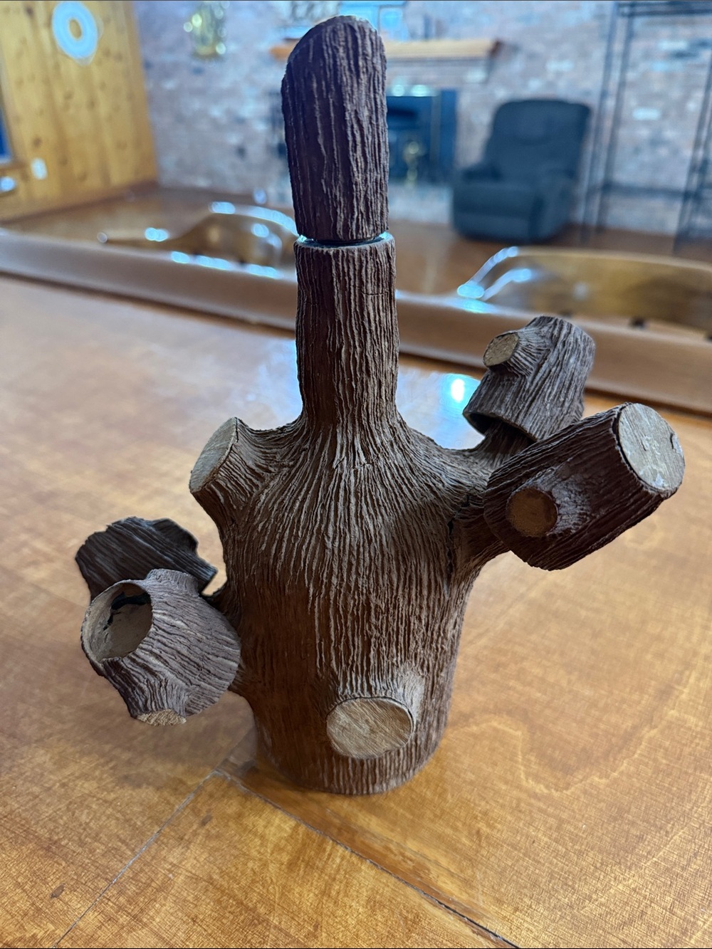 Vintage Rustic Tree Trunk whiskey/shot glass Holder - Brown